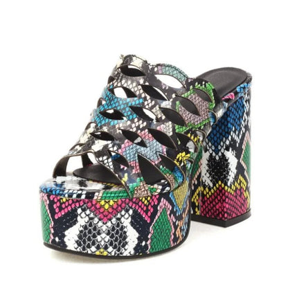 Women Slippers New Summer Hot Designer Wedges Slippers Chunky Platform Mules Sandals High Heels Beach Shoes Slides 34-43