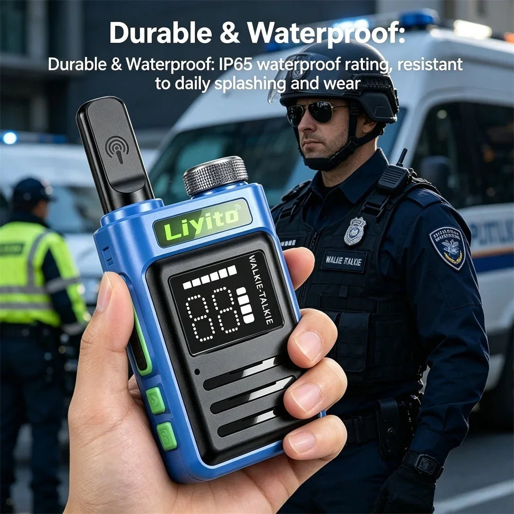 Mini Walkie Talkie 2 Pack Rechargeable Long Range Two Way Radio Type-C Charging 16 Channels Clear Audio for Business Outdoor