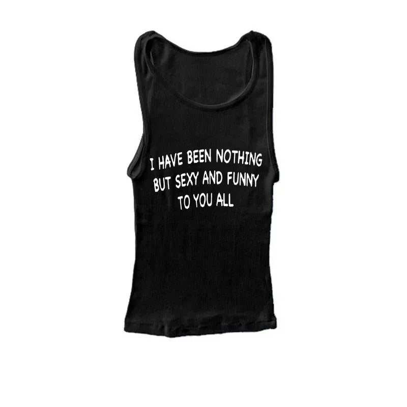 Summer Woman 2000s Style Y2k Crop Top Sexys T-shirt Vintage Japanese Goth Letter Korean Popular Streetwear Tanks & Camis Clothes