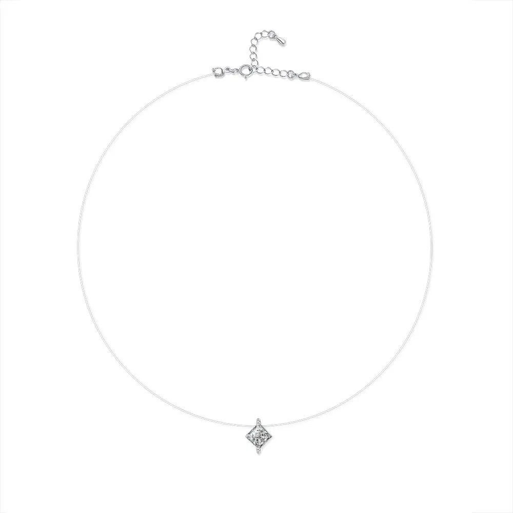 EWYA GRA Certified 1CT Marquise Cut Moissanite Pendant Necklace for Woman 925 Silver Fishing Line Water Drop Diamond Necklaces