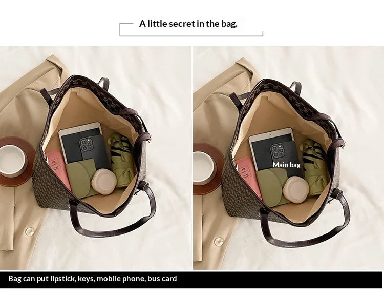 Large Capacity Commuting Tote Bags Fashionable Printed Pu Leather Handbag for Women College Students Class Handbags Shoulder Bag