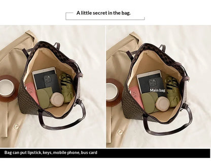Large Capacity Commuting Tote Bags Fashionable Printed Pu Leather Handbag for Women College Students Class Handbags Shoulder Bag