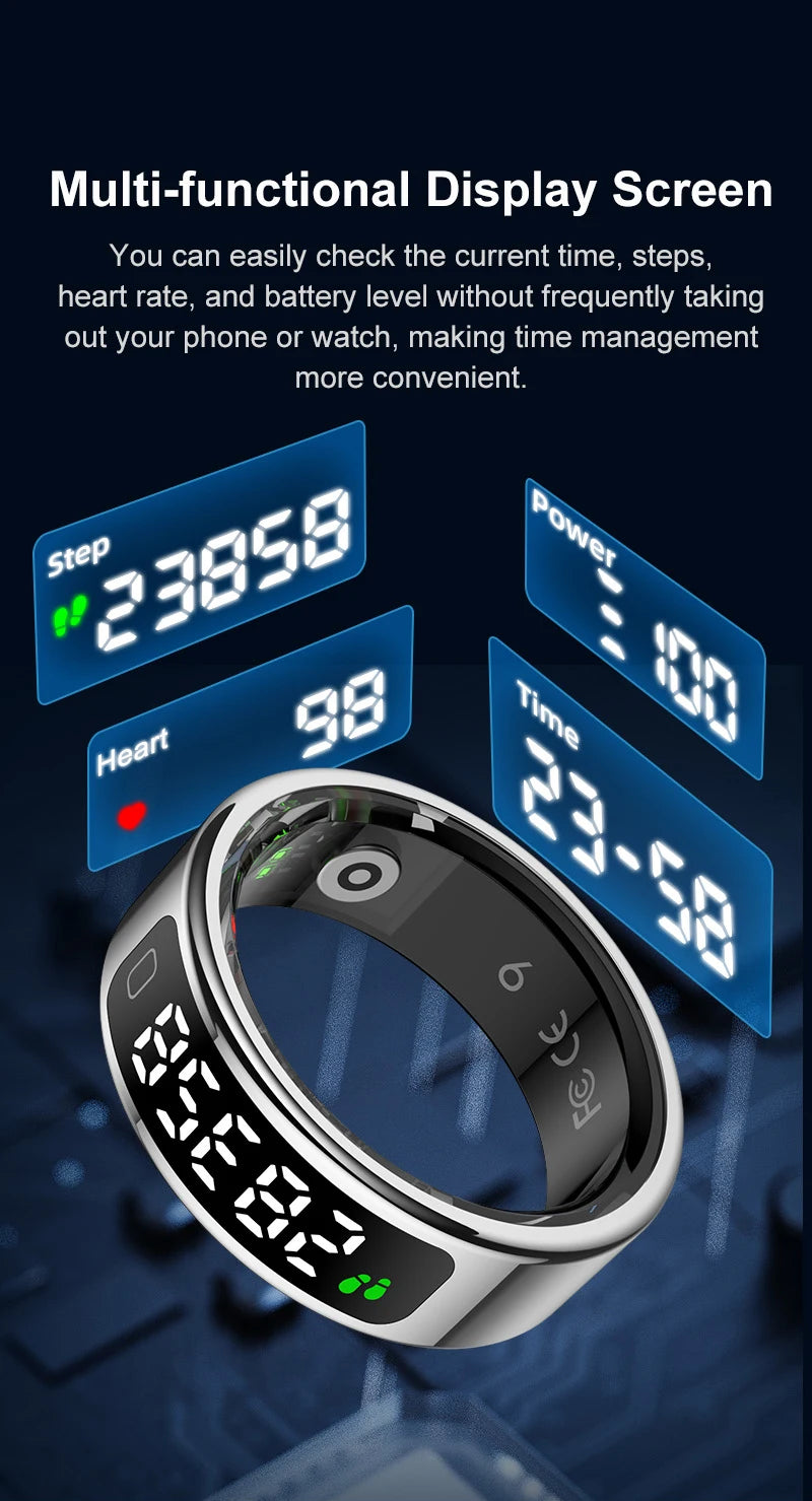 2026 R11C Smart Ring Men Women LED Display Screen Health Ring Heart Rate Sleep Monitor Waterproof Smartring for Android IOS