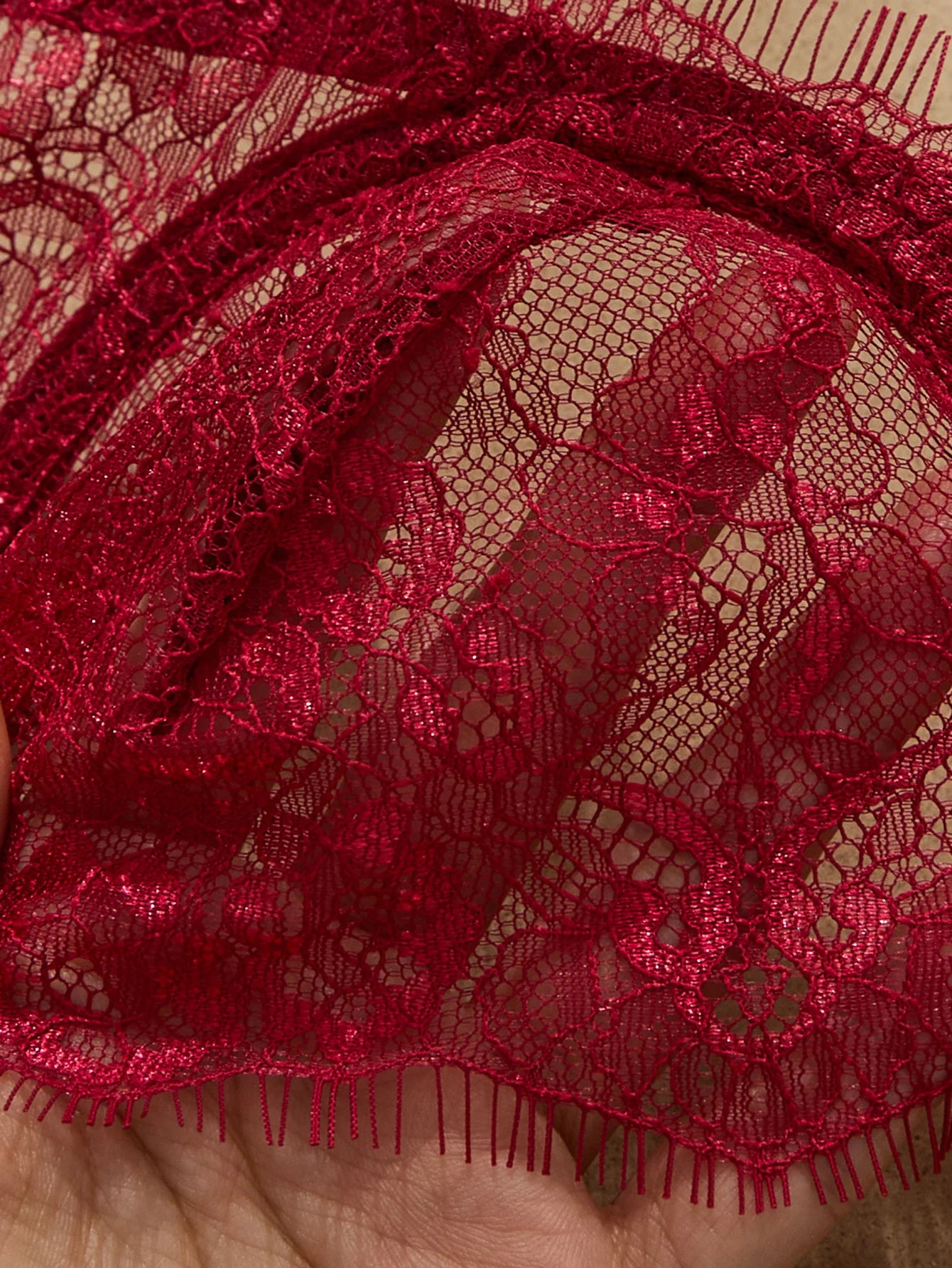 Ladies' Basic Style Thin Lace Bra And Panty Set Seamless Single Layer Eyelet Underwear Comfortable Intimate Apparel