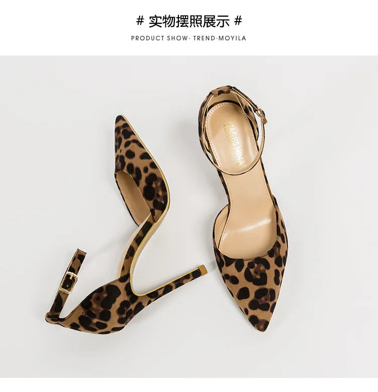 Autumn Sexy Leopard Women Sandals Office Pumps 6cm 8cm 10cm Elegant Office  High Heels Women Pointed Toe Luxury Female Shoes