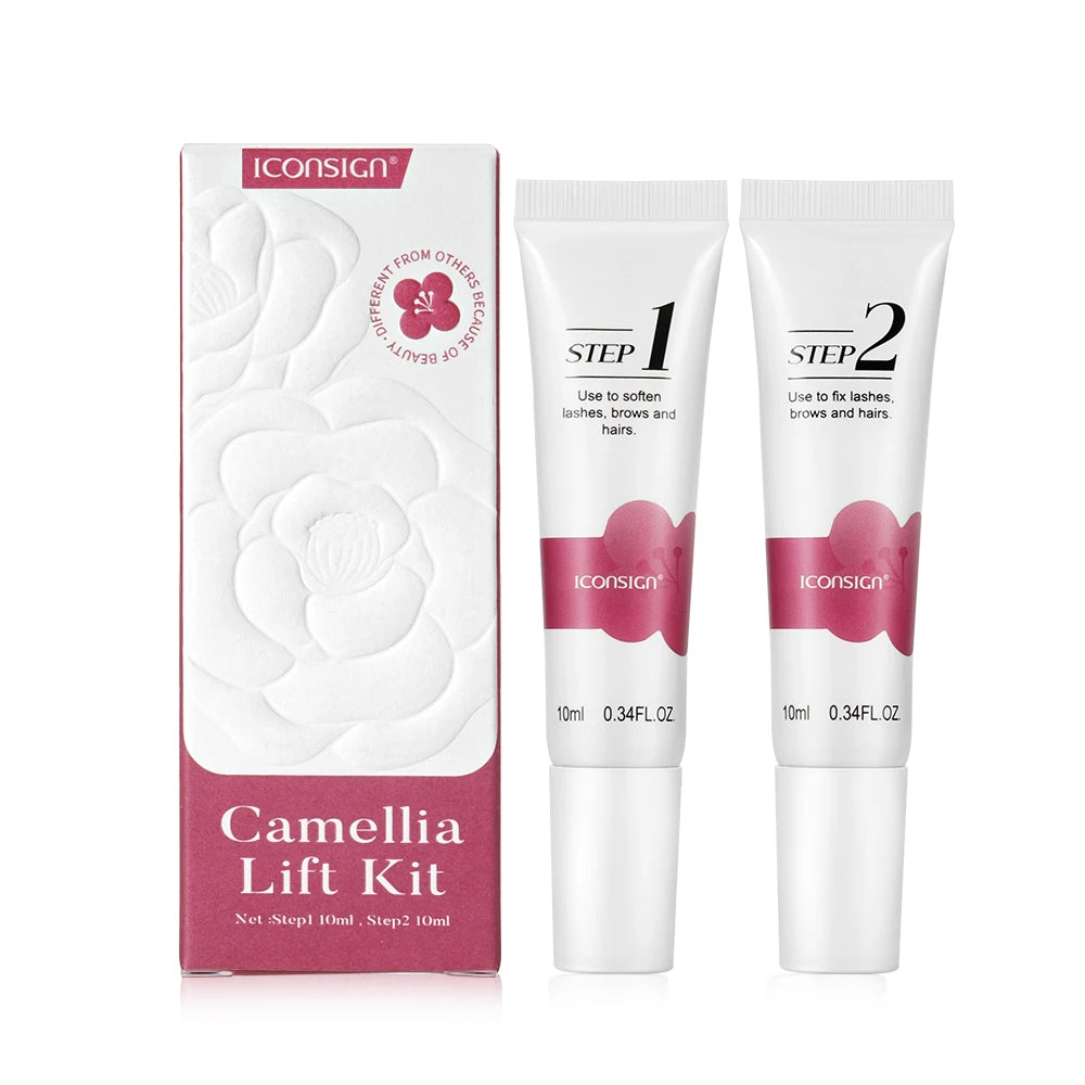 ICONSIGN Vegan Camellia Flower Eyelash Lift Kit 8-12min Quick Gentle Curly No Damage to Eyelashes Brow Care Gift Beauty Sets