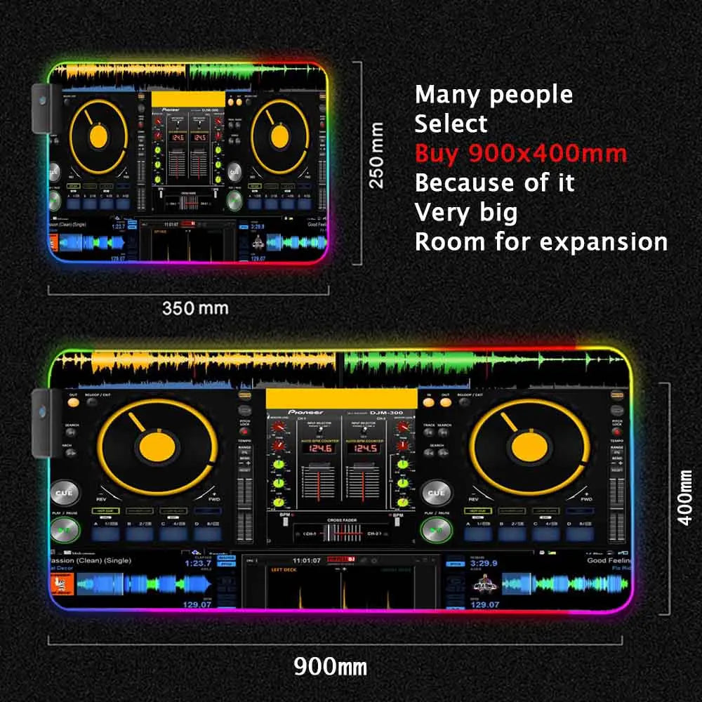 Dj Console Table Computer Desk Pc Mat Extra Large Mouse Pad XXL Carpet Led Large Mousepad Mice Mats with Backlight Keyboard Pad