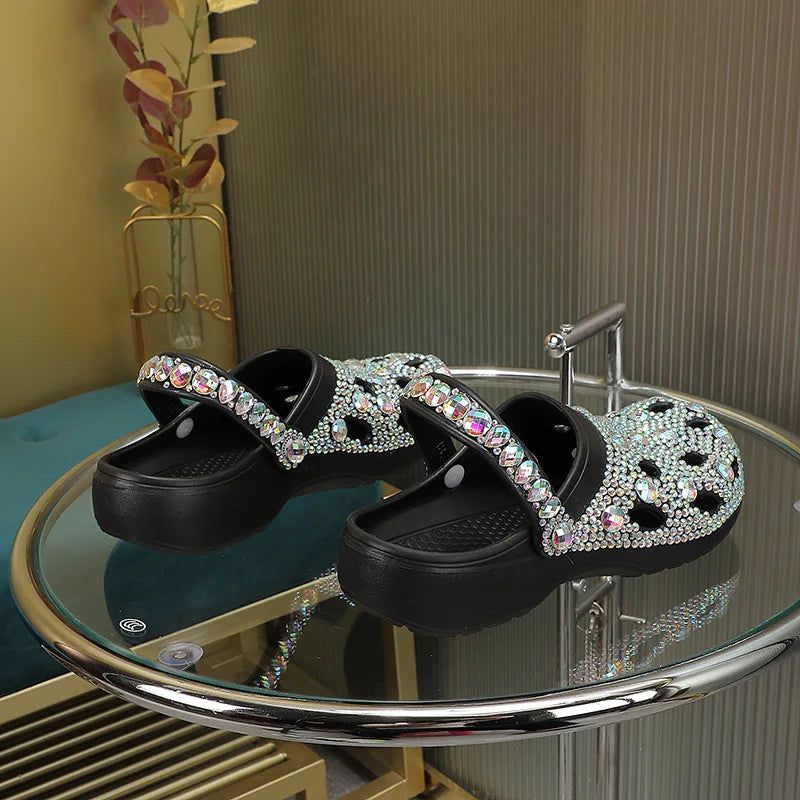Women Summer Luxury Slippers EVA Rhinestone Decoration Sandals Beach Slides Flip Flop Soft Fashion Casual Shoes For Female 35-41