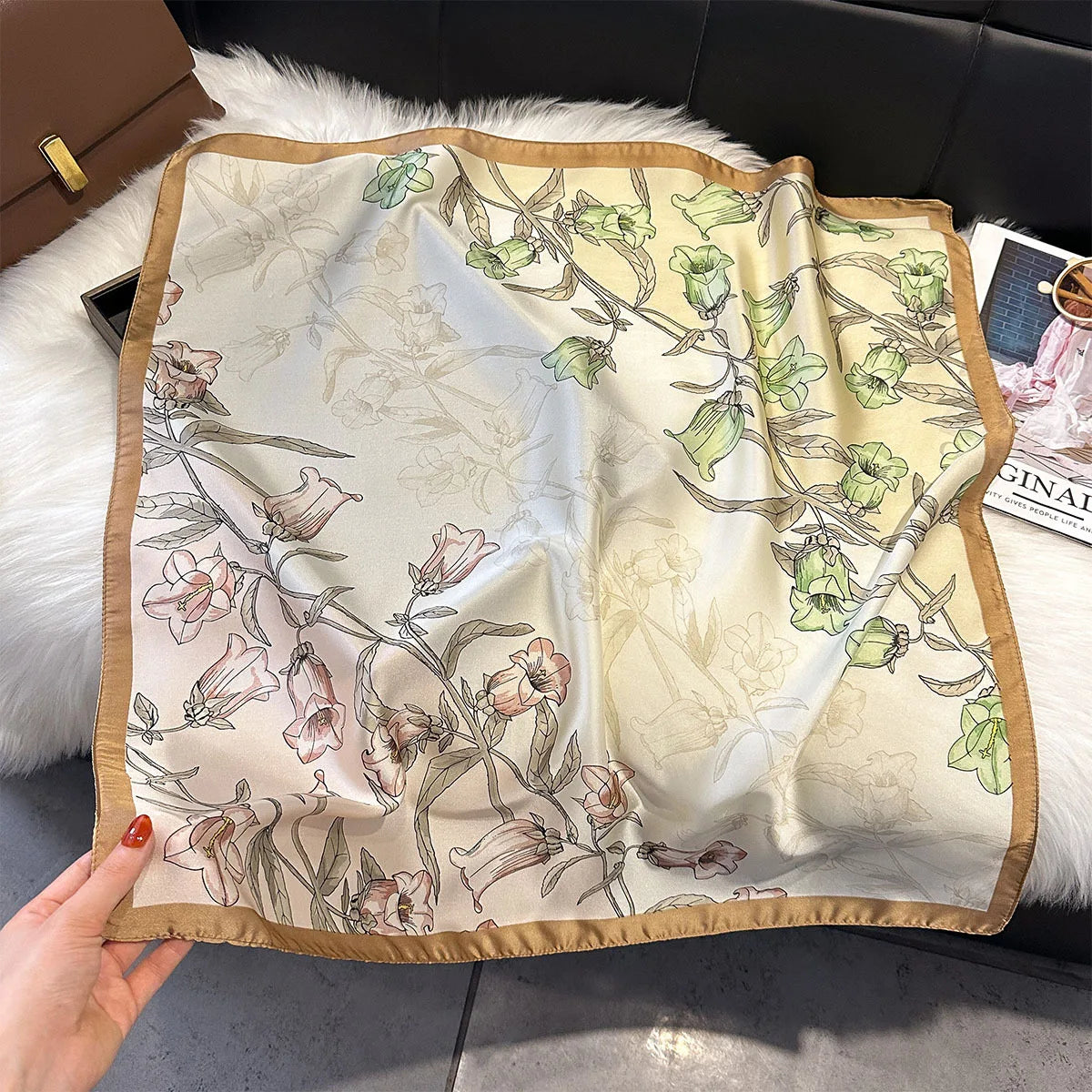 2025 New Paisley Print Silk Scarf for Women Square Hijab Soft Neck Tie Female Fashion Decoration Silk Headscarf 70*70cm Kerchief