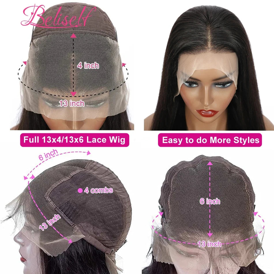 Water Wave 13x6 HD Lace Frontal Wig 250 Density Curly HD Lace Wig 13x6 Human Hair Pre Plucked Wet and Wavy Wigs Beliself