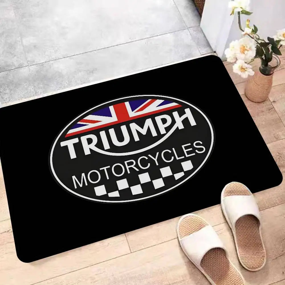 T-Triumph Motorcycle Logo Room Mats Retro Multiple Choice Living Room Kitchen Rug Non-Slip Welcome Rug