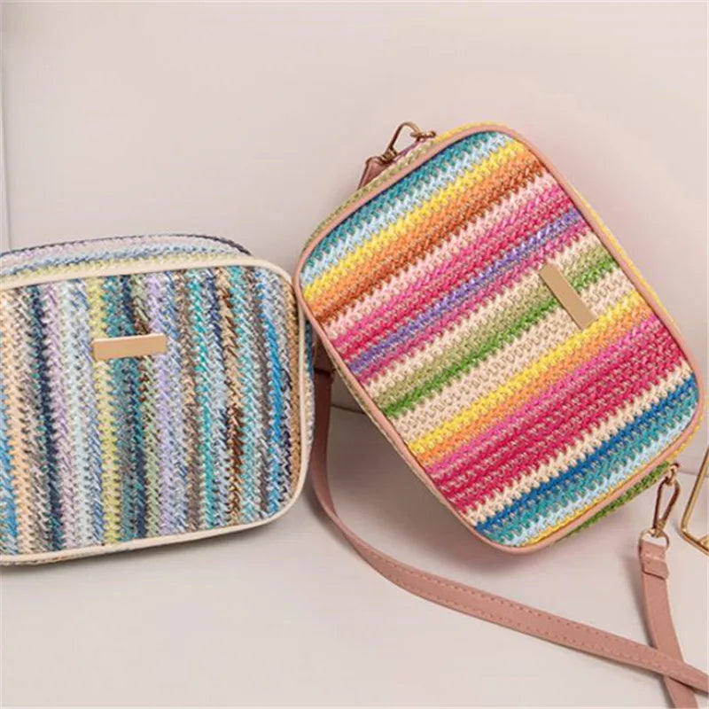 Trendy Ladies Bags, Fashionable and Artistic Weaving, Multi-color Straw Woven Bags, Ethnic Style Crossbody Bags, Women's Bags