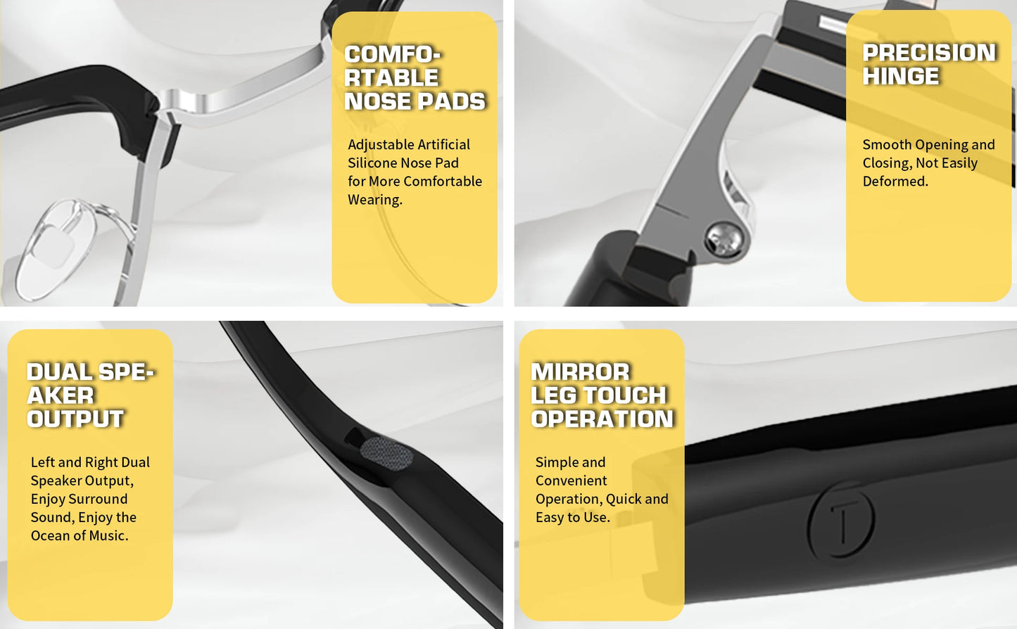 GS13 Smart Bluetooth Glasses with Color-Changing Lenses AI Translation & Open-ear Audio Hands-Free Calls for Travel And Work