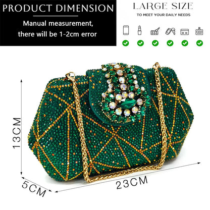 Women's Evening Clutch Bag Party Purse Luxury Wedding Clutch For Bridal Exquisite Crystal Ladies Handbag Apricot Green Wallet