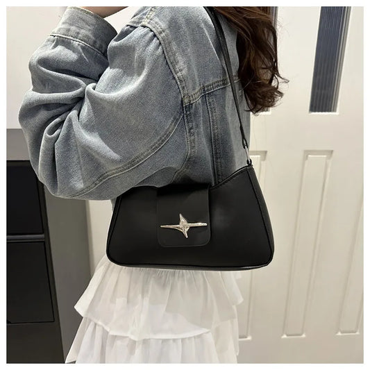 Vintage PU Leather Shoulder Bags for Women 2025 Classic Y2K Small Purse Luxury Brand Female Handbags Daily Ladies Underarm Bag