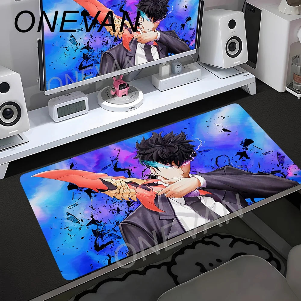 HD Printing Anime Solo Leveling Mousepad 900x400mm Computer Gamer Lock Edge Non-slip Mouse Pad XXL Keyboard PC Protect Table Pad
