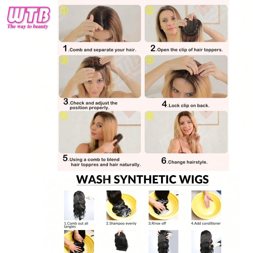 WTB 40cm Lace Front Synthetic Wig Invisible and Seamless Straight Hair Adds Volume Suitable for Women's Daily Wear and Holidays