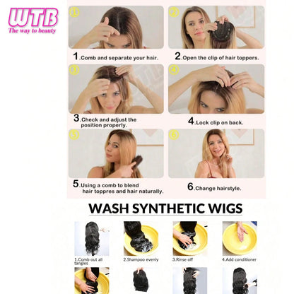 WTB 40cm Lace Front Synthetic Wig Invisible and Seamless Straight Hair Adds Volume Suitable for Women's Daily Wear and Holidays