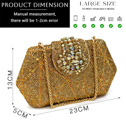 Women's Evening Clutch Bag Party Purse Luxury Wedding Clutch For Bridal Exquisite Crystal Ladies Handbag Apricot Green Wallet