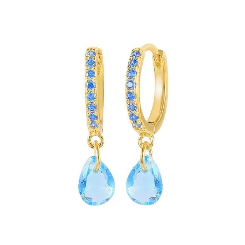 925 Sterling Silver Needle Light Blue Zircon Stud Earrings for Women Fashion Blue Enamel Pendant Earrings Luxury Jewelry Gifts