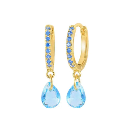 925 Sterling Silver Needle Light Blue Zircon Stud Earrings for Women Fashion Blue Enamel Pendant Earrings Luxury Jewelry Gifts