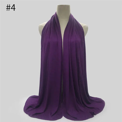 28Color Modal Cotton Jersey Hijab Scarf Ramadan Long Muslim Shawl Plain Solid Soft Turban Wraps For Women Headband