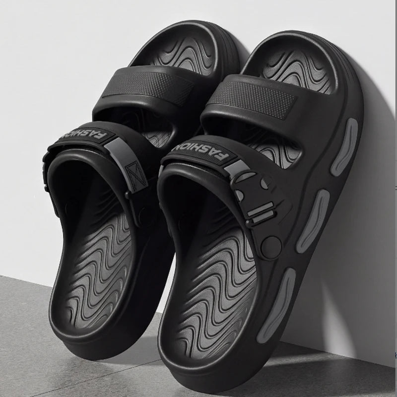 Summer Men's Slippers Thick-Soled Non-Slip Breathable Open toed Sandals Casual Beach Slippers For Men Outdoor Indoor Home Shoes