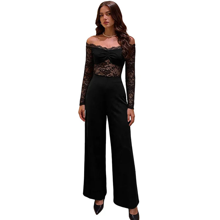Sexy Elegant Women'S Lace Jumpsuit Sophisticated Design For Evening Events Date Nights Clubwear Soft Stretchy Material Flatterin