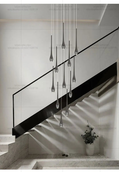 Minimalist LED Chandelier Luxurious Modern Living Room Lighting Duplex Attic Home Decoration Dining Room Staircase Pendant Light