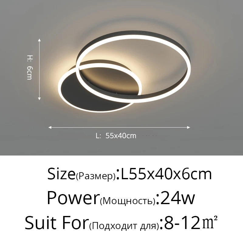 Modern Round Design Ceiling Lights For Living Room Bedroom Gold White Coffee Painted  Circle Rings Lighting Fixtures Luminaire