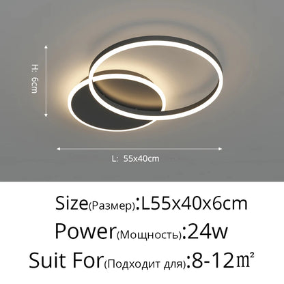 Modern Round Design Ceiling Lights For Living Room Bedroom Gold White Coffee Painted  Circle Rings Lighting Fixtures Luminaire