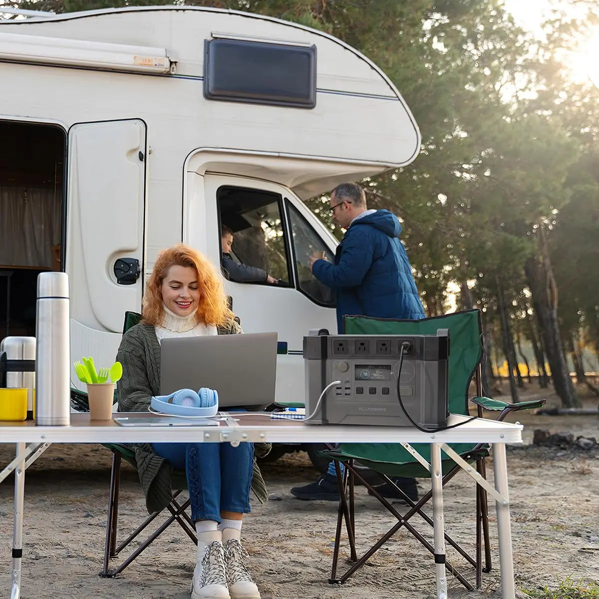ALLPOWERS S2000 PRO Solar Generator 2400W Portable Power Station & SE100 100W Folable Solar Panels for Outdoor RV Camping Home