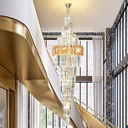 Light Luxury Large Chandelier Spiral Staircase Chandelier Luxurious And Atmospheric Duplex Villa Hotel Lobby Chandelier
