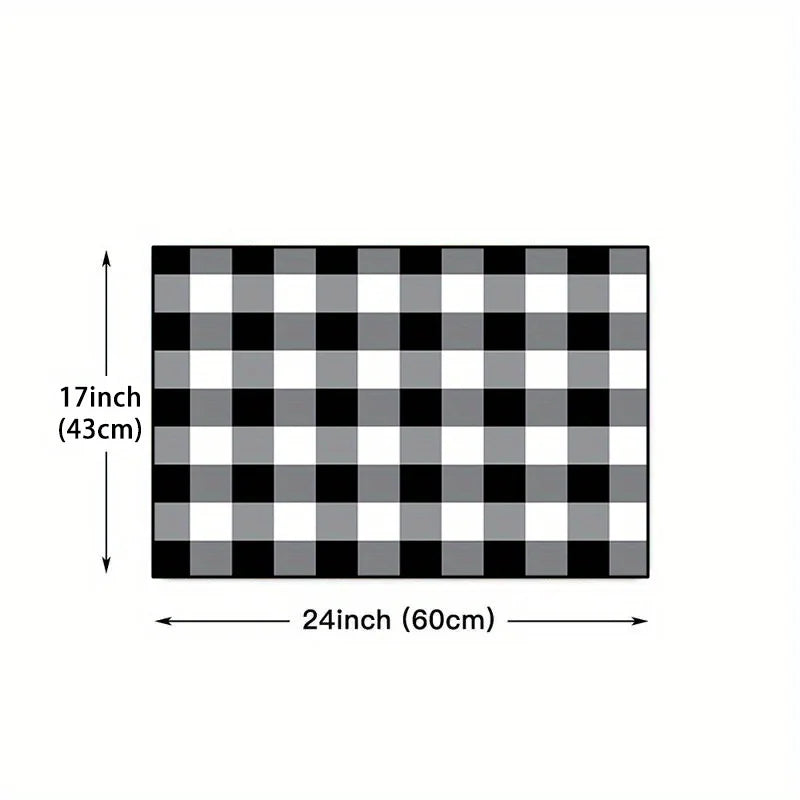 Black White Buffalo Plaid Floor Mats Home Decor Living Room Area Entrance Non-slip Rugs Balcony Hallway Bathroom Toilet Carpets