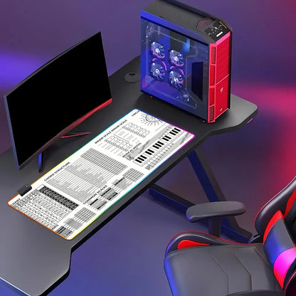 RGB LED Music Theory Mouse Pad Shortcut Keys Mouse Pad Desk Mat Cheat Sheet HYBXAXC  Users Anti Slip Software Engineers Desk Pad