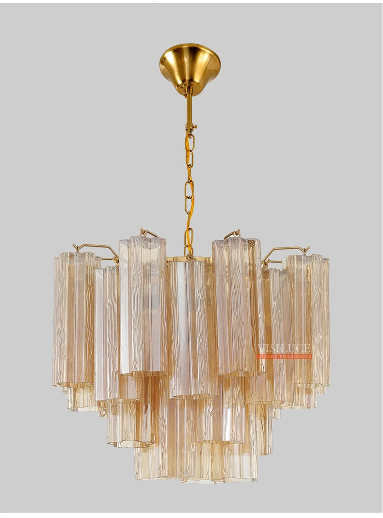 Round Murano Glass Ceiling Chandelier For Dining Living Room Bedroom Foyer Amber Glass Crystal Tube Hanging Chandelier Lights