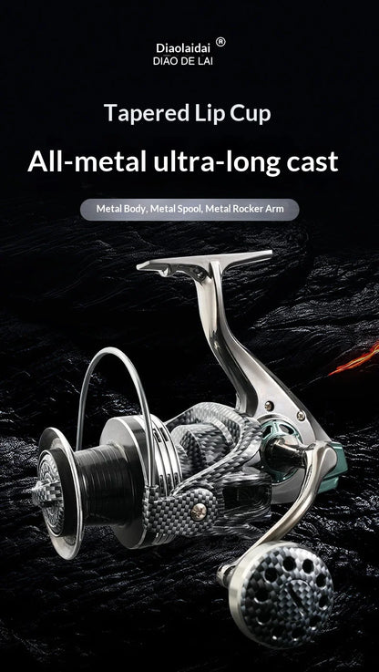 Diao De Lai Spinning Fishing Reel Opt 5000 12000 Full Metal Snake Pattern Long Cast Anchor Fishing Line Reel For Adult Anglers
