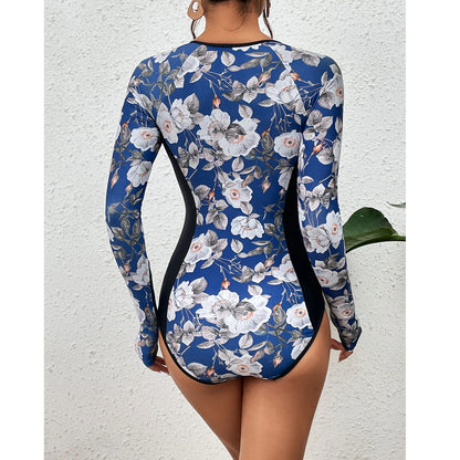 2026 Surfing Sport Swimsuit Long Sleeves Women One Piece Swimsuit  Swimwear Solid Monokini Bathing Suit Tropical Bodysuit Female