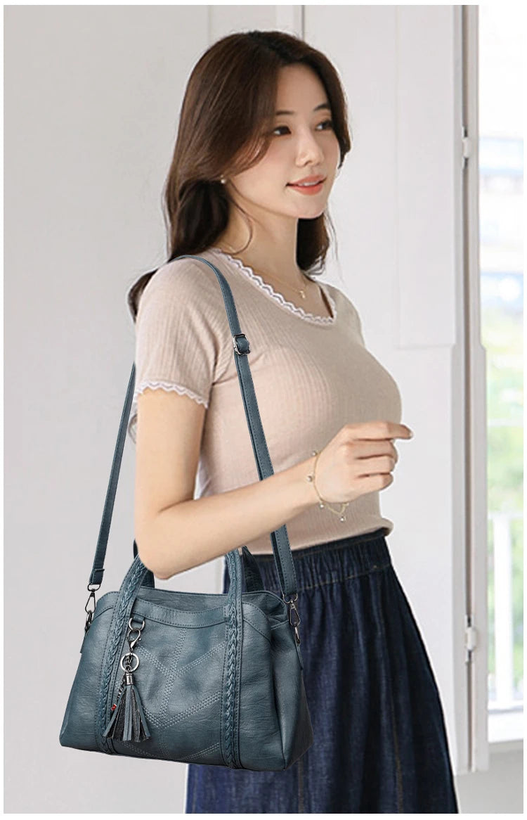 Elegant Women PU Leather Handbag Multiway Shoulder Bag Crossbody Purse for Ladies Stylish Top Handle Satchel Work Office Bag New