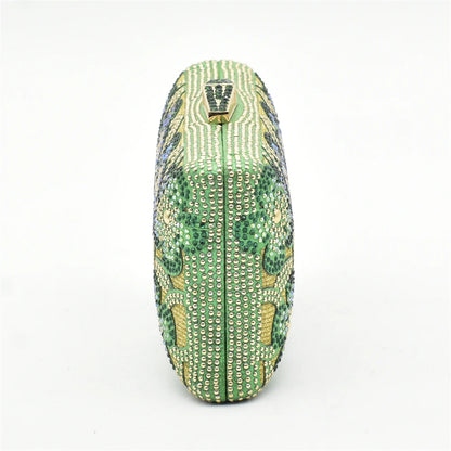 New Arrival Green Color Nigerian Shoes and Matching Bags Set Italian Ladies Shoes and Bags To Match Set Decorated with Rhinstone