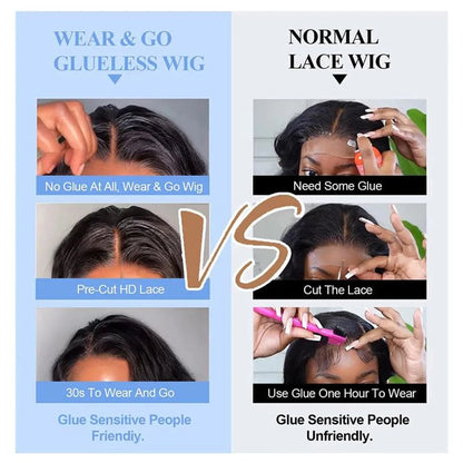 Glueless Wigs Human Hair Pre Plucked Pre Cut 6x6 Lace Closure Wear and Go Body Wave 13x4 13x6 HD Lace Frontal Human Hair Wigs