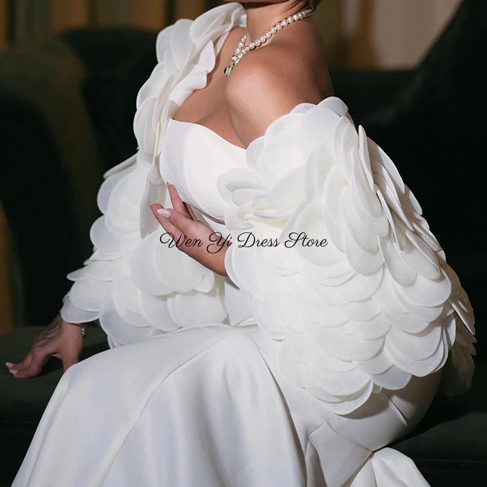 Customized Mermaid Evening Dresses Formal Strapless Saudi Prom Dresses White Jersey Court Train Special Party Occasion Gowns