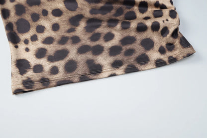Dulzura Summer Fashion Sexy O-Neck Sleeveless Shirring Leopard Print T-Shirt Women'S Casual Versatile Y2K Top Party Club Clothes