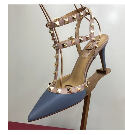 Nude Black Woman heeled sandals Summer Slingbacks High Heels luxury Leather Fashion Brand Designed sandals elegant Prom Shoes