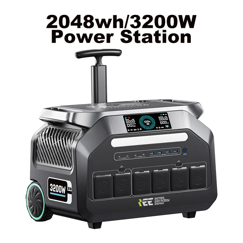 IEE 3200W Solar Generator P3200, 2048Wh Portable Power Station, LiFePO4 Battery, 0-80% in 45 Minutes Charging, APP, 16 Ports, Portable Power Station for Camping/Motorhomes/Emergency Power