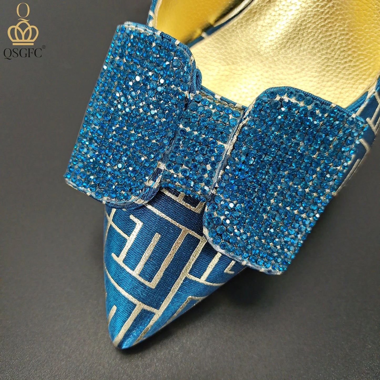 QSGFC Italian Design Shoes and Bag Set Office Ladies Style Diamond Decoration Classic Women High Heel Shoes and Bag