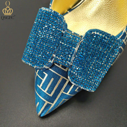 QSGFC Italian Design Shoes and Bag Set Office Ladies Style Diamond Decoration Classic Women High Heel Shoes and Bag