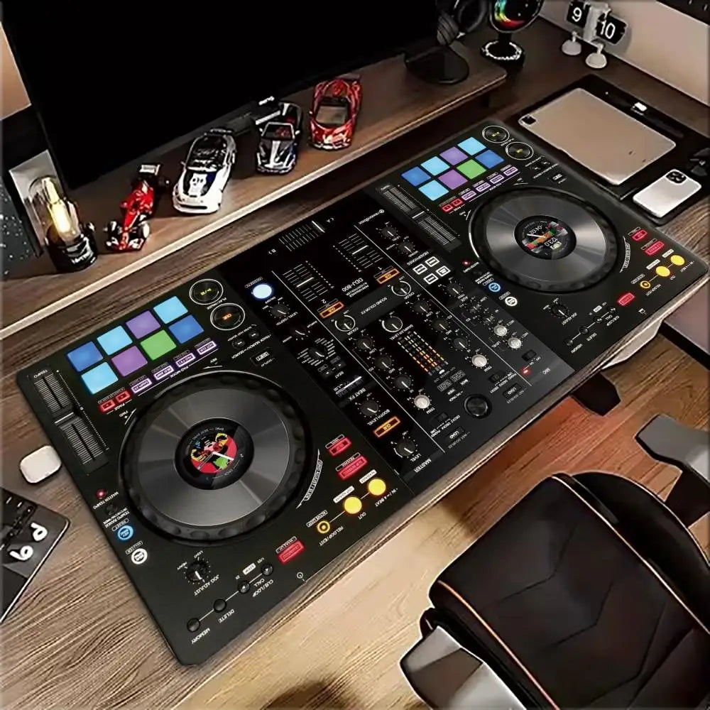 DJ Turntable Mixer Controller Music Pattern Print MousePad Large Gaming Mousepads Non-slip Laptop Tablet Mat PC Soft Pad Playmat