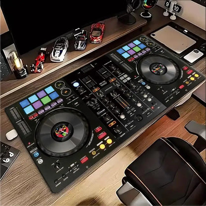 DJ Turntable Mixer Controller Music Pattern Print MousePad Large Gaming Mousepads Non-slip Laptop Tablet Mat PC Soft Pad Playmat