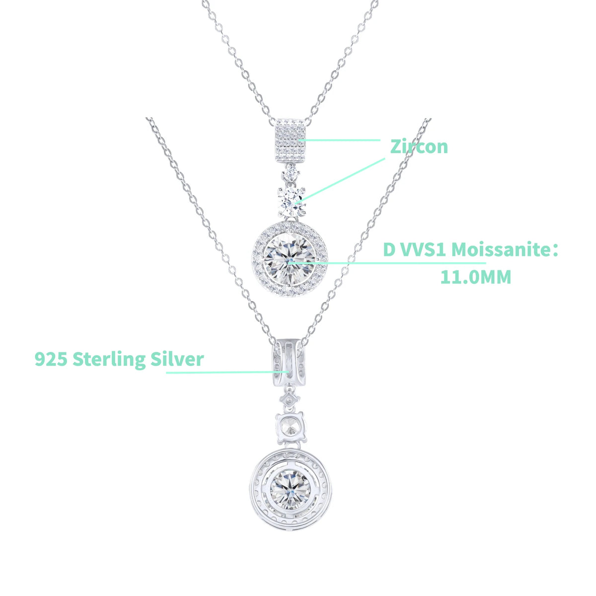 TY 5CT DColor Moissanite 925 Sterling Silver Pendant Necklace Fine Jewelry Necklace Women Fashion Accessories For Party Wedding